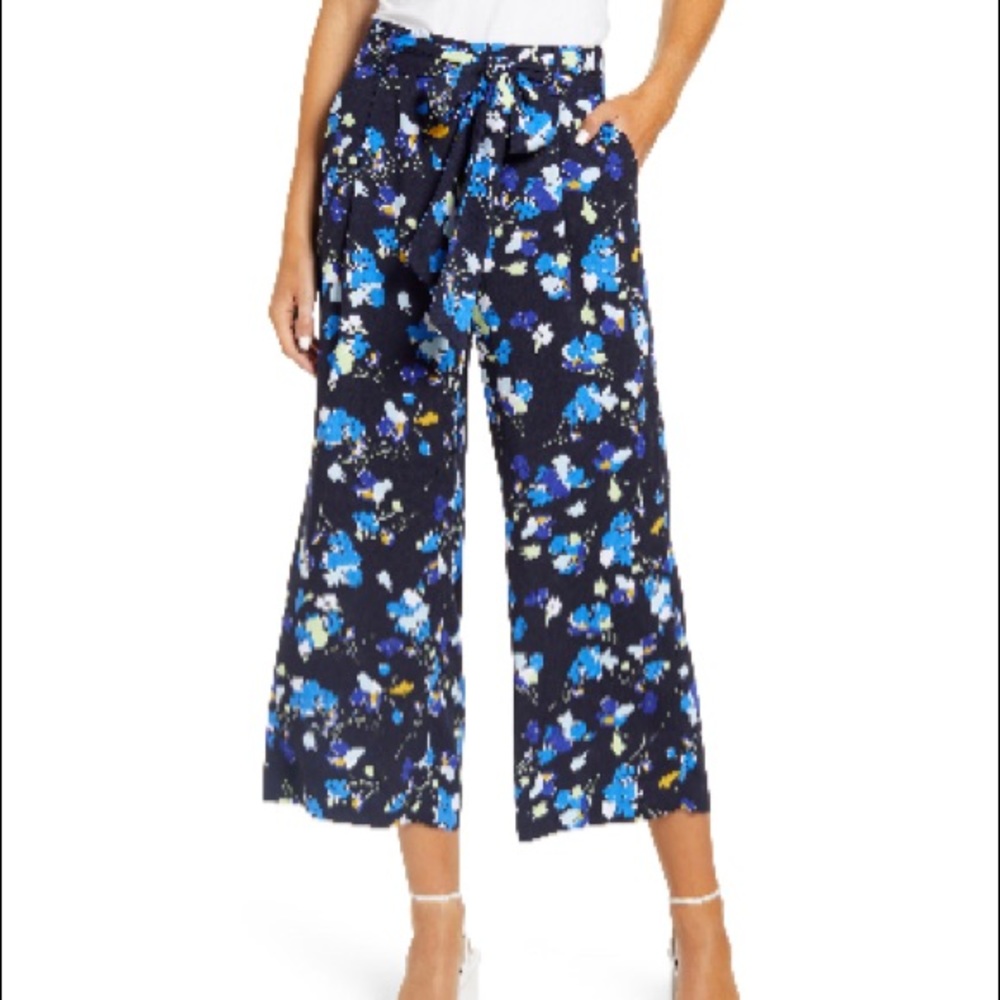 HALOGEN: Tie waist wide leg crop